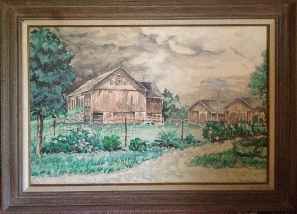 “The R.L. Miller Farm,” watercolor, Kevin L Miller, 1966 (age 17,) depicts our family ancestral farm as it looked when I was a boy. 