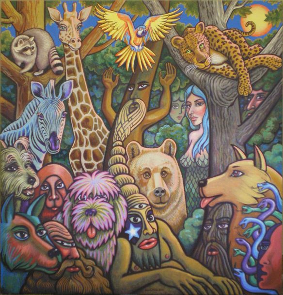 “Woodland Spirit Guides,” 4x4 ft oil on canvas, 2010, Kevin L. Miller